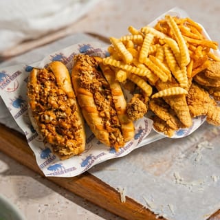 2 small 6" subs, 10 chicken fingers, and 2 fries