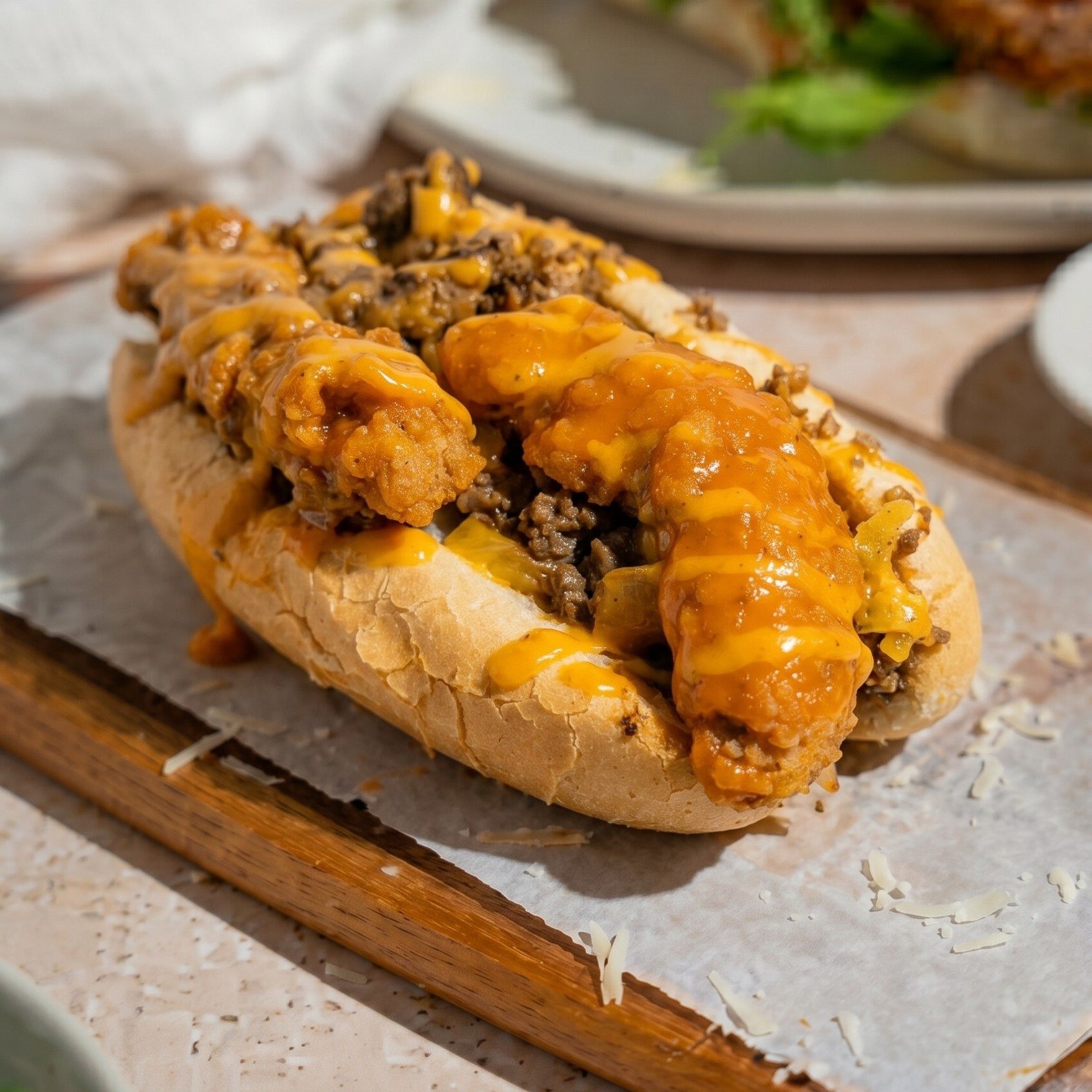Chop Cheese Stinger Sandwich.